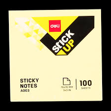 Letra post-it 76x76Deli te verdha (100 flete)